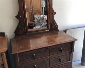 Love this victorian dresser w tilt mirror and tear drop hardware