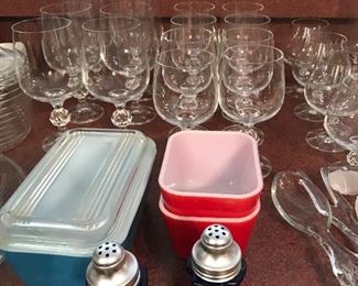 Pyrex, Wine Glass Sets, Spoon holders etc.