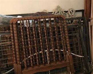 Jenny Lynn Twin Bed,  Peak at the white iron bed in the back.  We have rails headboard and footboard