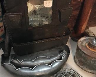 Shaving Mirror, Crumb trays, metal frogs and Crumb and brush sets