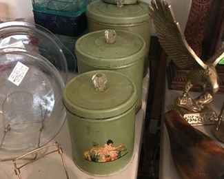 Vintage Tin Cannister Set