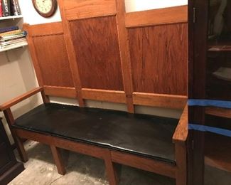 Look at this stunning Oak arts and craft bench.  Possibly from a church