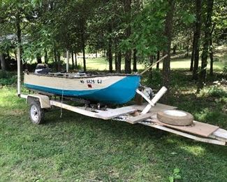 12 Ft Richline Boat. 9.5 Johnson, Trolling motor and fish finder sitting on Rocol Trailer.  New tires and Barrings.  Have titles