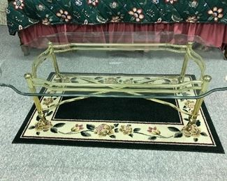 Glass Top Coffee table with Brass frame - heavy glass.