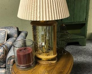 Glass and wood base lamps