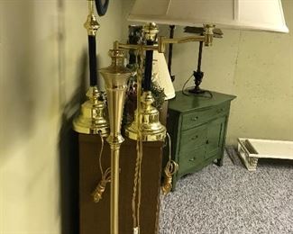 Nice Brass Based Lamps.  Brass Floor arm lamp