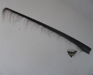 So Cool!  This is a Whale Baleen about 10 feet long. $325 or best offer.  "The hair on Baleen is a strong, yet flexible material made out of keratin, a protein that is the same material that makes up our hair and fingernails. It is used by whales to filter their prey from the sea water."  Purchased in Soldotna about 25 years ago on the side of the road!
