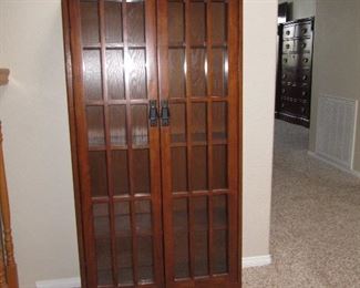 Mission style glass door bookcase