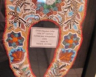 $90 - Ojibwa Childs beaded collar by D. Stribley, 10 x 12" frame