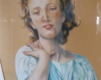 $150 - Girl in Blue by D. Stribley 3' x 45"