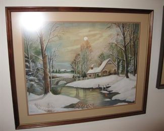 $80 - Winter, original Watercolor by Zadonsky , 24/19"