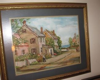 $80 - Cottage on the Sea,  Original Watercolor by Zadonsky 23 x 18