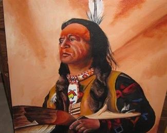 $250 - Ojibwa Indian by D. Stribley, unframed 23 x 33"