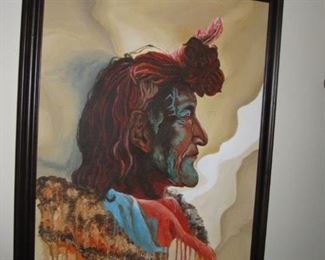 $500 - Ojibwa Elder by  D. Stribley 35 x 26, mixed Media