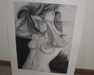 $50 - Charcoal Nude by D. Stribley 22 x 30
