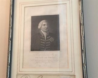 Framed Portrait and signature of George III.