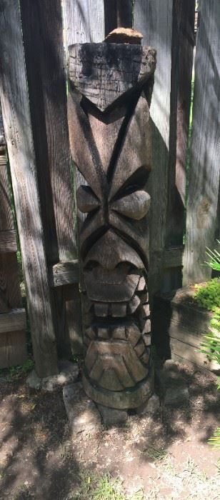 Carved wooden tiki.