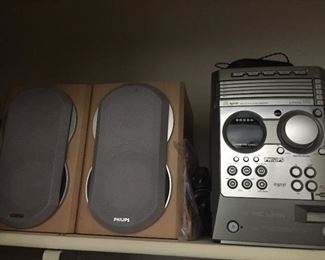 Speakers and small stereo.