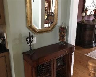 2 door cabinet and beveled glass mirror