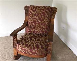 Vintage carved oak rocking chair