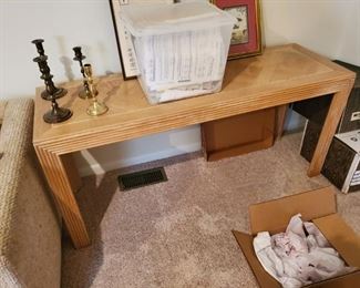 Lane console table 48x18x30. Bleached wood finish. 80s era. Great piece for the beach! $100