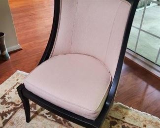 Ethan Allen side chair. Off white! Not pink ish as picture appears.  Ebony wood finish.  $125