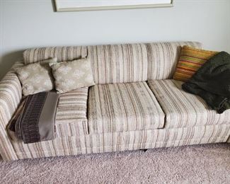 Mid century pullout sofa. Pillow accidentally wrong direction but great shape. $100