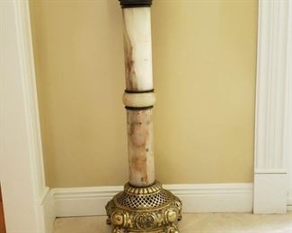 French gilt decorated bronze and marble pedestal