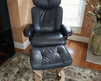 Leather rocker recliner and ottoman