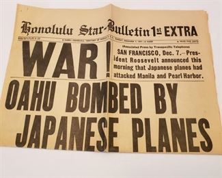 Vintage WWII newspaper, Sunday, December 7, 1941