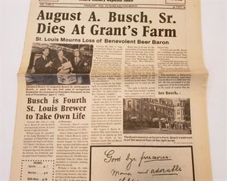 1934 St. Louis Inquirer August A. Busch Sr. obituary 