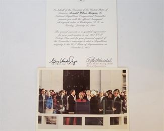Inaugural photograph with letter of Ronald Reagan