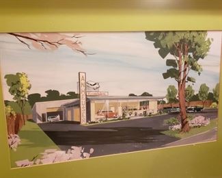 Rendering of the owner's Anheuser Rambler dealership which was located on Watson Road