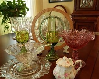 Sampling of antique glassware and some porcelains 
