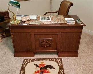 Kneehole desk with A & Eagle