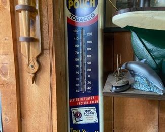 Vintage Tin Mail Pouch Chewing Tobacco 			               	         Advertising Thermometer -38”h x 8”w
$200