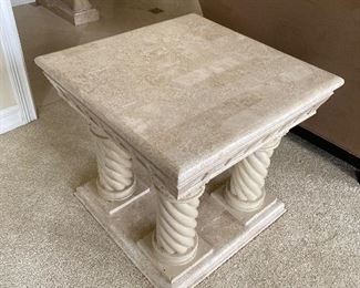 ROMAN STYLE SIDE TABLE 25” L x 25”W x 22”H 
$160