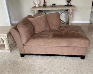 CINDY CRAWFORD METROPOLIS LEFT ARM UPHOLSTERED BEIGE CHAISE LOUNGE 
70”L x 42”W x 31”H 
$350