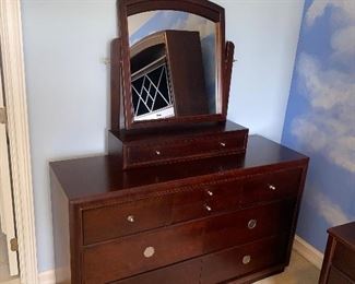 DRESSER WITH MIRROR BY YOUNG AMERICA
56”L x 18”D x 33”H 
67” HEIGHT WITH MIRROR 
$140
