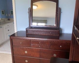 DRESSER WITH MIRROR BY YOUNG AMERICA
56”L x 18”D x 33”H 
67” HEIGHT WITH MIRROR 
$140