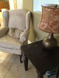 Upholstered chair $250 - side table $50