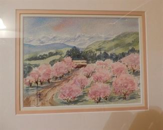 pink trees  watercolor by POMA