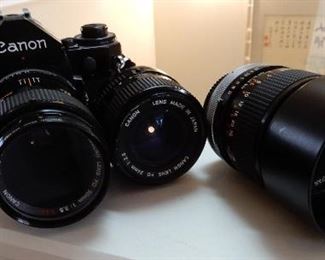 Cannon camera A1 with the works--50mm soft mat lens,100 mm, and 24mm $250