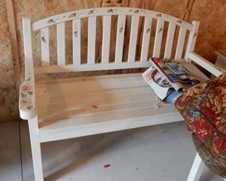 Wood bench has a matching stool $125