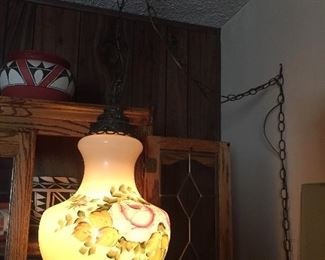 One of several antique lamps.