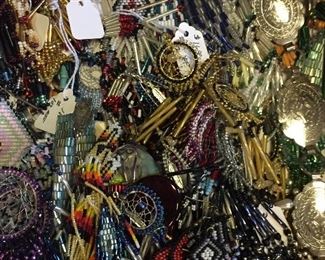 Hundreds of pairs of beaded earrings.