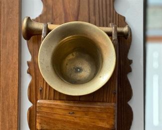 Antique brass apothecary mortar and pestle