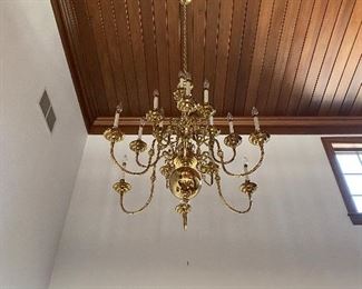 Beautiful hanging brass chandelier