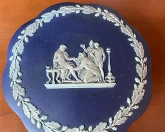 Antique Wedgwood Blue Jasperware trinket box