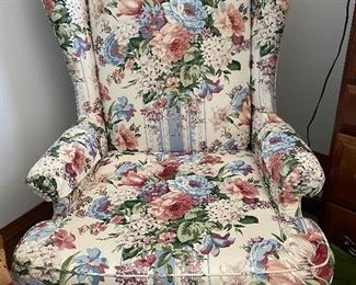 Chintz upholstered Queen Anne chair